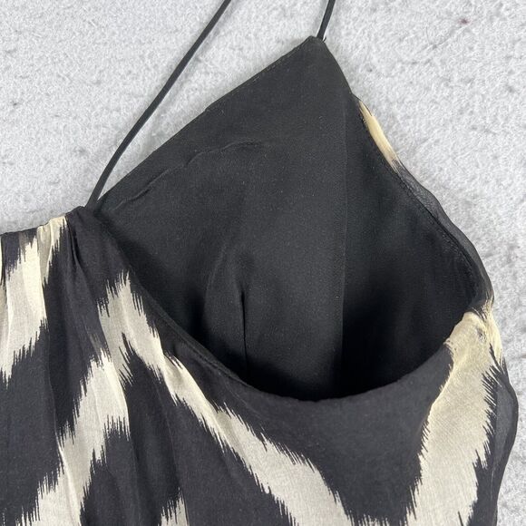 Milly 100% Silk Spaghetti Strap Black White Chevron Tank Top Women’s Size 6 - Picture 14 of 16